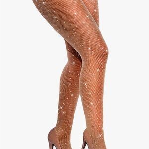 Vebzin Rhinestone Fishnet Stockings